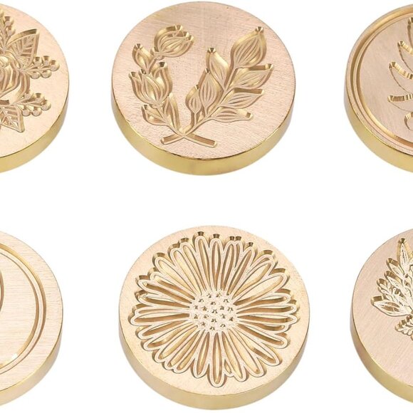 6 Pieces Botanical Wax Seal Stamp Heads Set, Vintage Plant Flower Eucalyptus Sea - Picture 5 of 7